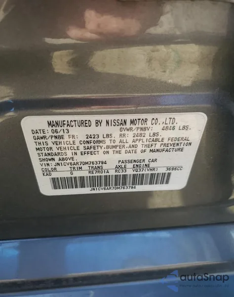 2013 Infiniti G37 из США, поврежденный, VIN JN1CV6AR7DM763794